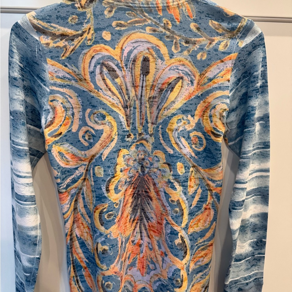 Sundance “Whimsy Rose” Light Blue and Orange Cotton Tee - Picture 5 of 5